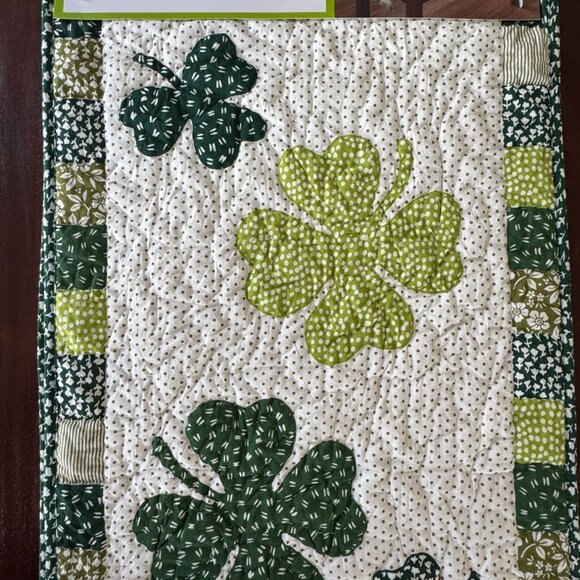 Storehouse St Patricks Day Table Runner Quilted Shamrocks Home Decor 16" X 72" - Picture 4 of 13